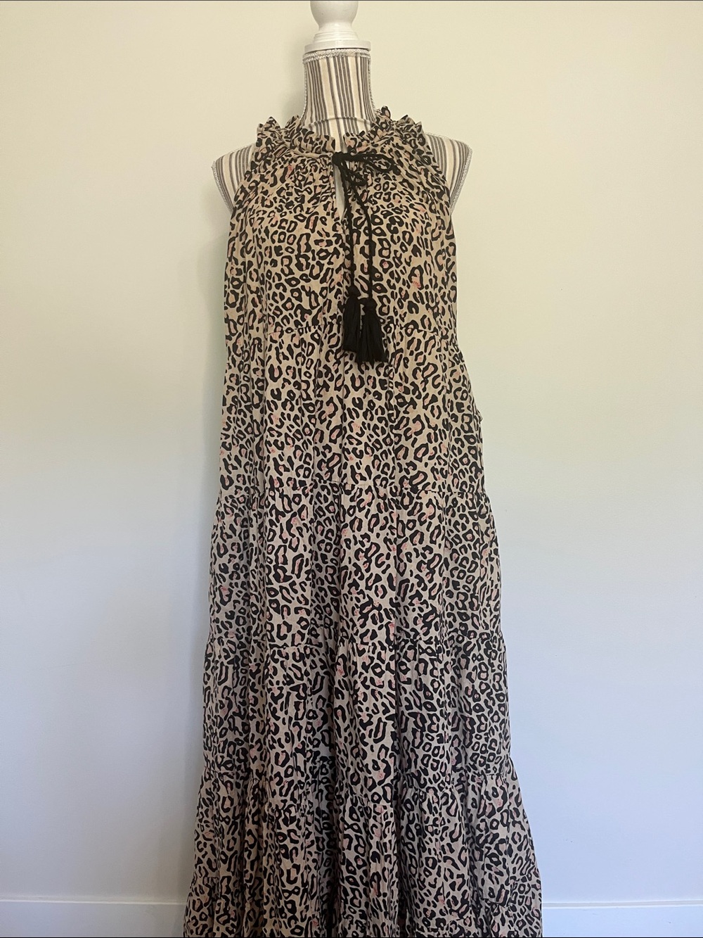 Mud Pie Tan and Black Leopard Print Maxi Dress